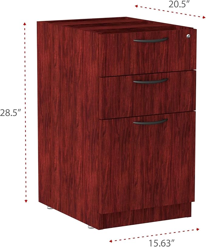 Alera Valencia Series 16 by 22 by 28-Inch 2 Box and 1 File Drawer Full Pedestal Mahogany