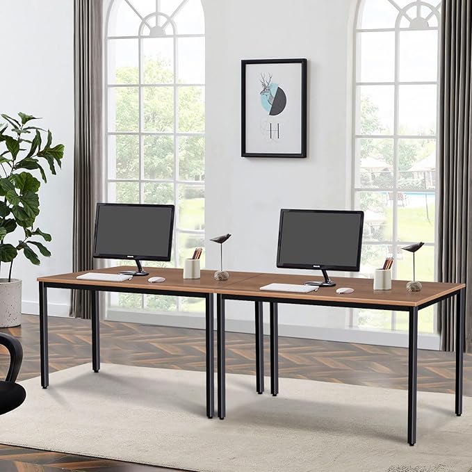Large Table 24x55 inches Writing Computer Desk Modern Simple Study Desk Industrial Style Laptop Table for Home Office Brown Notebook Desk