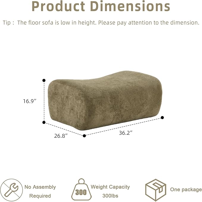 36.2 Boneless Couches for Living Room Set Cloud Modular Sectional Sofa in a Box Memory Foam Modern Couch Comfy Compressed Sofas No Assembly Ottoman Light Green