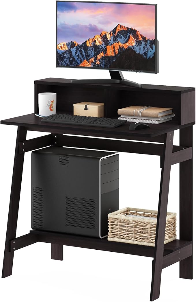 Furinno Simplistic A Frame Computer Desk Dark Walnut