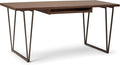 SIMPLIHOME Ryder SOLID WOOD Modern Industrial 66 inch Wide Writing Office Desk in Natural Aged Brown for the Office Desk Writing Table Workstation and Study Table