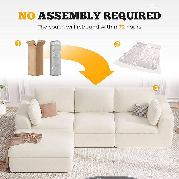 Loveseat Sofa Cloud Boneless Couches for Living Room 2 Seater Modular Sectional SofaOversizedBeige Chenille