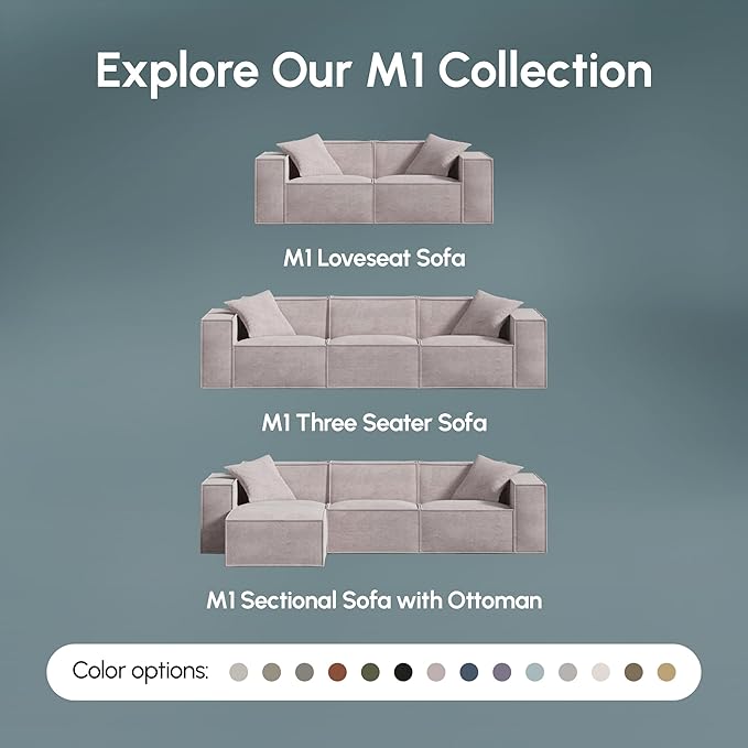ROVE LAB Love Seat Sofa in a Box No Assembly Deep Seat and Comfy Modular Sofa Spill-Proof Fabric Modern Small Couch for Living Room Loveseats Bedroom Apartment Home Office (Carbon Black)