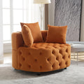 Setawix 40.6 W Round Barrel ChairModern Velvet Upholstered Accent Arm Chairs for Living RoomButton Tufted Club Chair OversizedLuxury Single Lounge Sofa Chair for BedroomOfficeHotel (Orange)