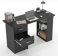 Computer Desk with DrawersStanding Desk with Storage RacksWriting Desk for Home Office or Bedroom(Black)