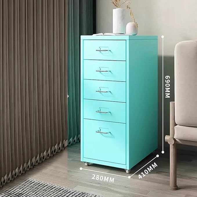 File Cabinet Multilayer Tin Cabinet Household Storage Narrow Storage Cabinet File Cabinet Office Drawer Cabinet (Color : Blue)