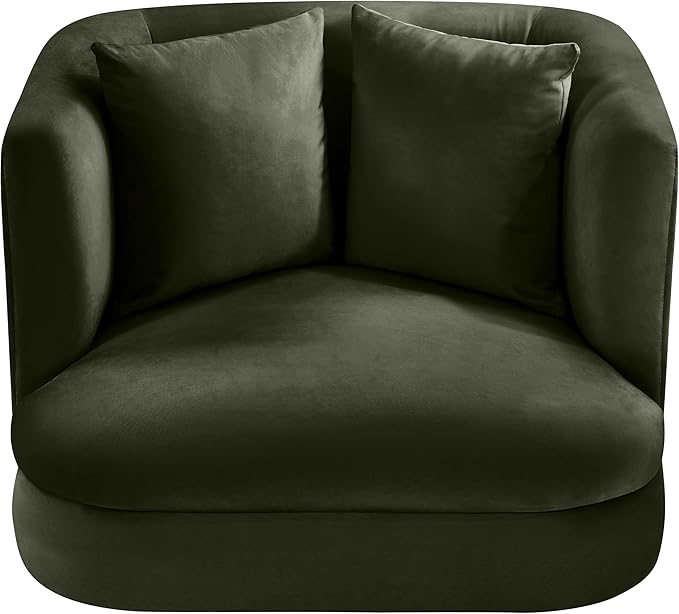 Meridian Furniture 699Green-C Alder Collection Modern | Contemporary Chair with Ultra Luxe Green Velvet 460 GSM Velvet Solid Wood Frame 38 W x 36 D x 30 H Green
