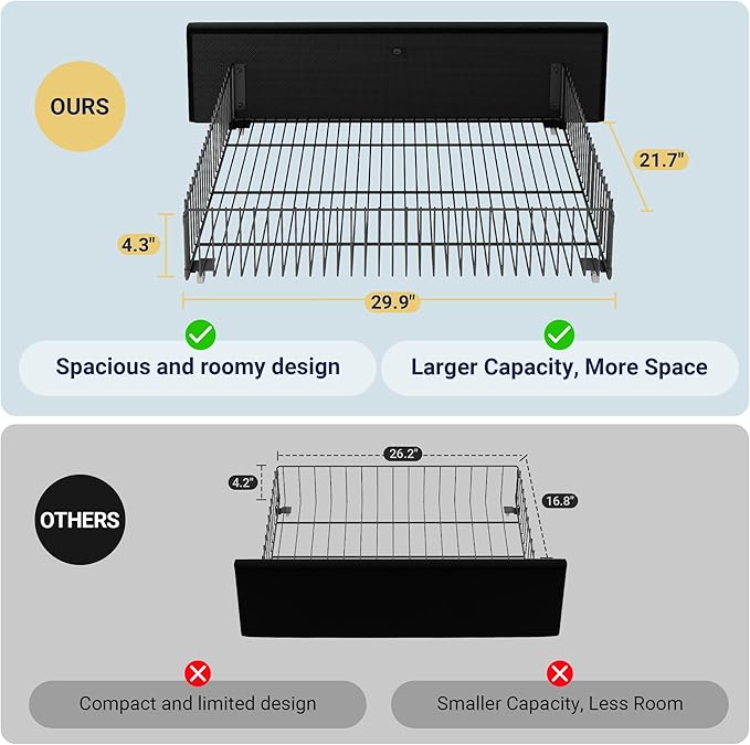 Allewie Modern Full Size Platform Bed Frame with 4 Storage Drawers and Velvet Upholstered Headboard Wooden Slats Support Upholstered Mattress Foundation/No Box Spring Needed/Easy Assembly Black