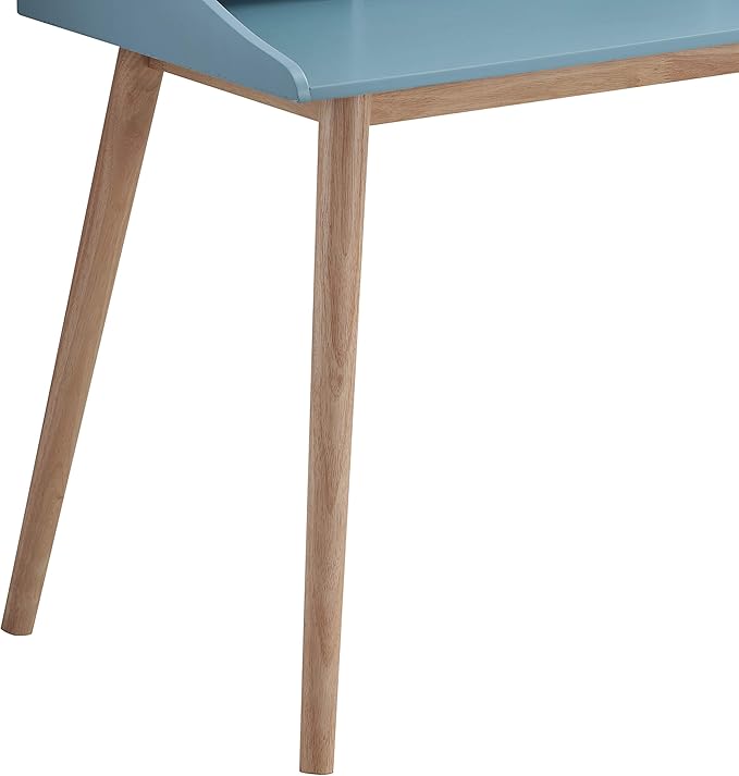 Roskilde Mid-Century Modern Wood Writing Desk with Hutch Blue