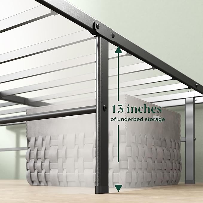Zinus Rumi 14in Full Metal Bed Frame Quick Assembly SmartBase® Mattress Foundation Heavy Duty Sturdy Steel with No Box Spring Needed Eco-Friendly Packaging Black