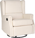 Flash Furniture Omma Swivel Glider Rocking Recliner Manual Wingback Recliner with 360 Degree Swivel for Living Room Bedroom or Nursery Upholstered Cream