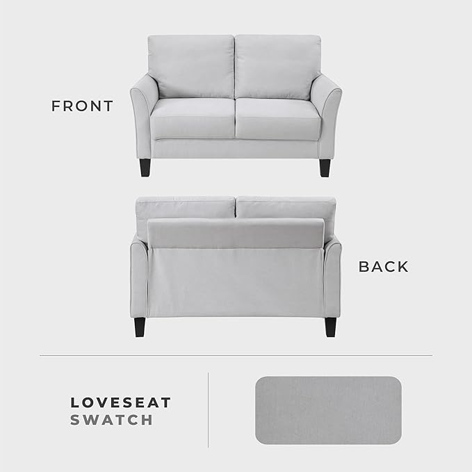 Lexicon Loveseat Living Room Sofa Couch Love Seat Couches Textured Fabric Upholstered Love Seat Sofa for Bedroom/Waiting Room/Office/Apartment 56 Loveseat Grey