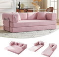 79 Convertible Sofa Bed with Pillows Corduroy Folding Sleeper Sofa with Fixed-Shape Frame Boneless Couch for Living Room Bedroom Floor Sofa Lounge No Assembly Required (A - Style - Pink)