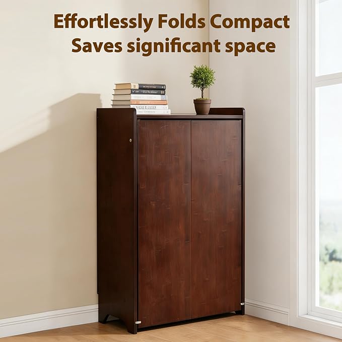 Bamboo Folding Desk with Storage Mid Century Fold Out Table Space Saving Foldable Desk for Small Spaces Multi-Functional Computer Desk for Home Office Bedroom Apartment &amp Dorm