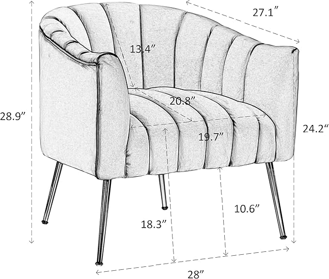 Modern Velvet Tub Chair Armchairs Barrel Accent Dinning Chair with Gold Plated Metal LegsThick Soft Padded Seat for Living Room