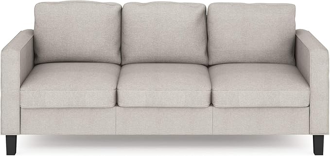 Furinno Bayonne Modern Upholstered 3-Seater Sofa Couch for Living Room Fog