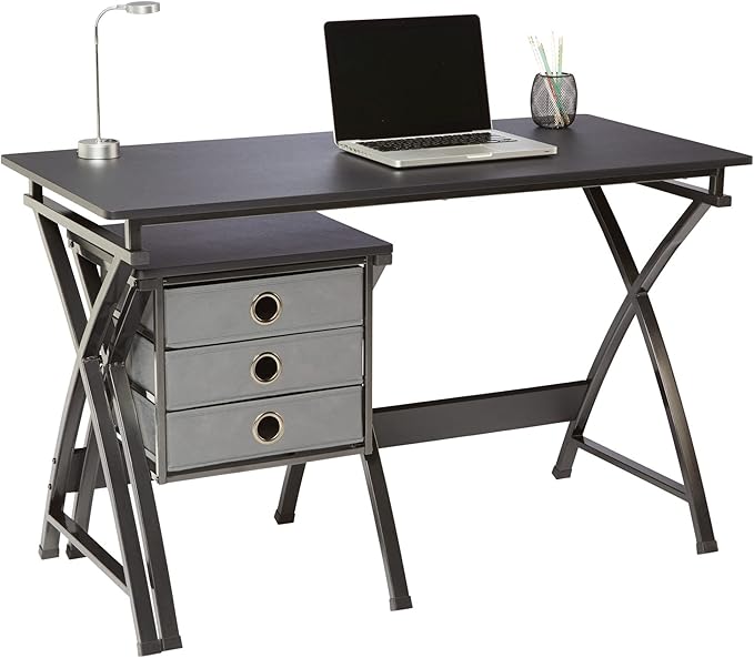 Realspace® X-Cross 48 W Computer Desk with File Cabinet Black