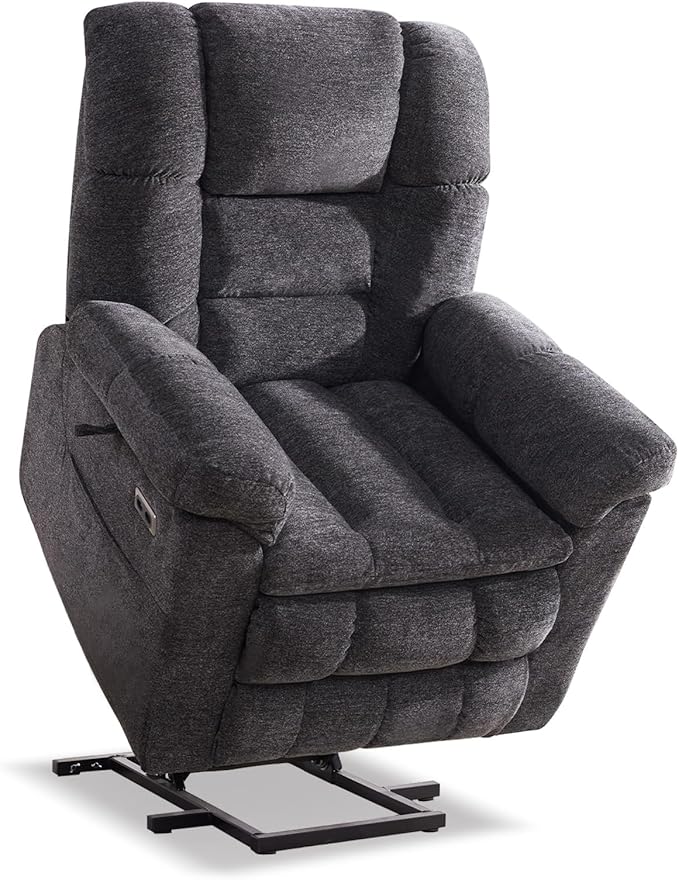 Triple Motor Power Lift Recliner Chair with Massage and Dual Heat for Elderly People Zero Gravity Lay Flat Recliner Infinite Position USB Ports（Grey）