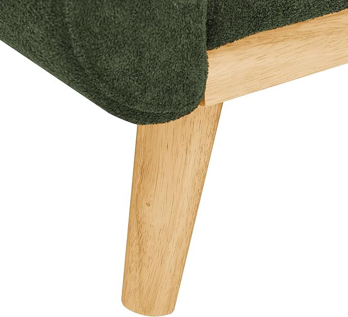 65 W Green Loveseat Sofa Mid Century Modern Love Seat Couches for Living Room Button Tufted Upholstered Small Couch for Bedroom Wood Legs and Easy to Install Love Seats Furniture (Dark Green)