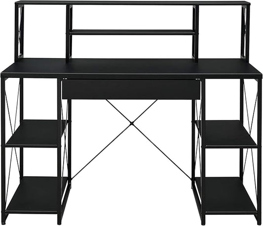 All-Purpose Black Writing Desk - Modern Home Office Computer Desk