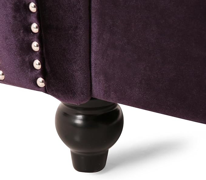 Great Deal Furniture Leila Chesterfield Velvet Club Chair BlackBerry