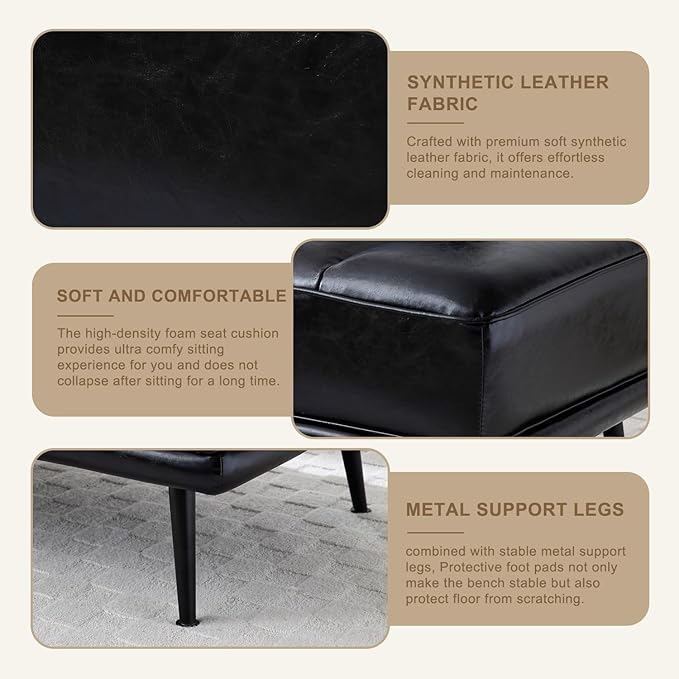 55 Sofa Couch for Living Room with 360° Swivel Side TableUpholstered Small Couches for Bedroom Office or Apartment (Black)