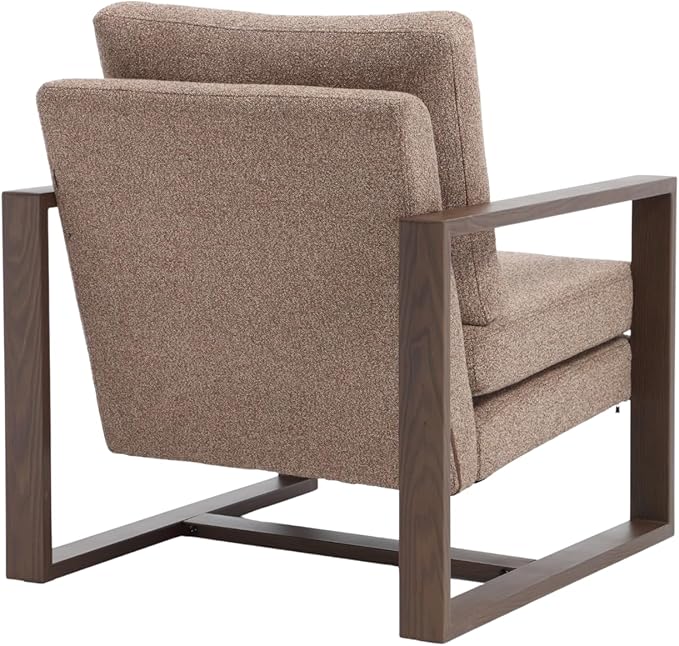 Modern Linen Accent Chair Set of 2 for Living Room Bedroom Mid Century Armchairs with Metal Frame Upholstered Office Accent Chairs Comfy Waiting Room Chairs with Metal Frame Espresso Brown