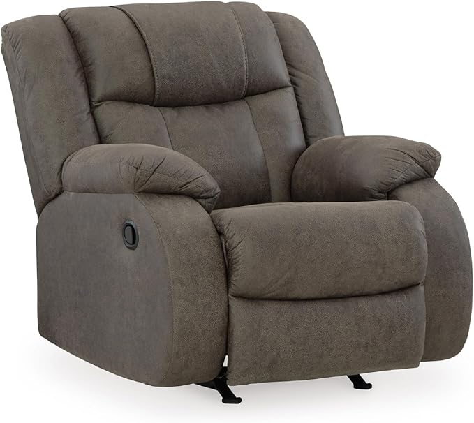 Signature Design by Ashley First Base Modern Faux Leather Rocker Recliner Gray