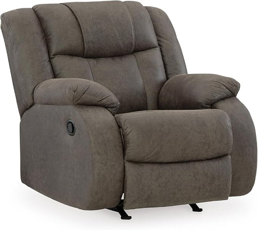 Signature Design by Ashley First Base Modern Faux Leather Rocker Recliner Gray