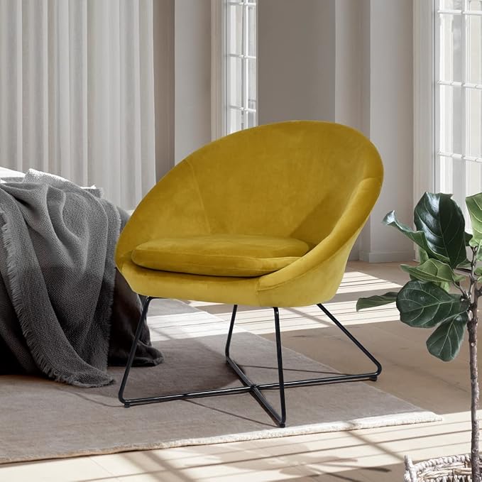 Accent Chair Armchair Fashion Velvet Fabric Upholstery Accent Chairs for Living Room BedroomYellow