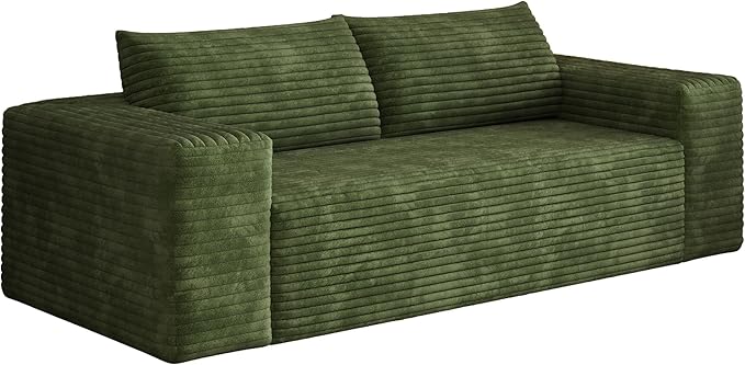 Eafurn Memory Foam Boneless Loveseat Sofa Couch 3-Seater Upholstered Sofa with Corduroy Fabric and Wider Armrest No Assembly Sofa for Living Room Bedroom &amp Apartment | Sturdiness Breathable ma