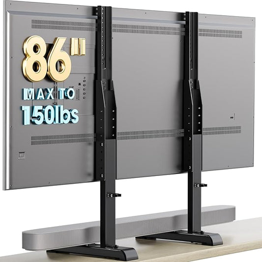 AX WABER Table Top TV Stand with Height Adjustable TV Legs Replacement for Most 37-86 Inch Flat Curved TVsSteel TV Base Feet Holds up to 150 lbs with Cable Management Max VESA 800x600mm Black