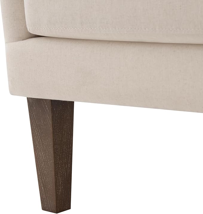 Mid-Century Modern Wingback Club Chair Fabric Living Room High-Back Accent Chair Classic Armchair for Apartment Office Studio Beige