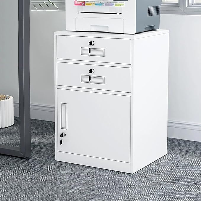 File Cabinet Under The Desk Storage Storage Cabinet with Lock Drawer Cabinet File Data Cabinet Tin File Cabinet (Color : White)