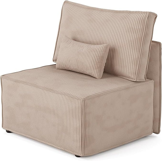 Luxuly Modular Sectional Corduroy Sofa Set L Shaped Couch Reversible Chaise Modular Sectional Couch Mix and Match Pieces Aemless Sofa Camel