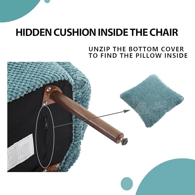Accent Chair for Bedroom Shell Shaped Corduroy Vanity Chair with Pillow Living Room Decorative Armchair with Removable Petal Backrest Small Single Reading Sofa for Makeup Nail Office