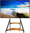 Floor TV Stand for 40-75 Inch TVs Adjustable Heights TV Mount Stands with Large Wood Shelf and Wheels Modern Living Room Rolling TV Stand Up to 180 lbs VESA 600x400mmWalnut(VC-Z1187)