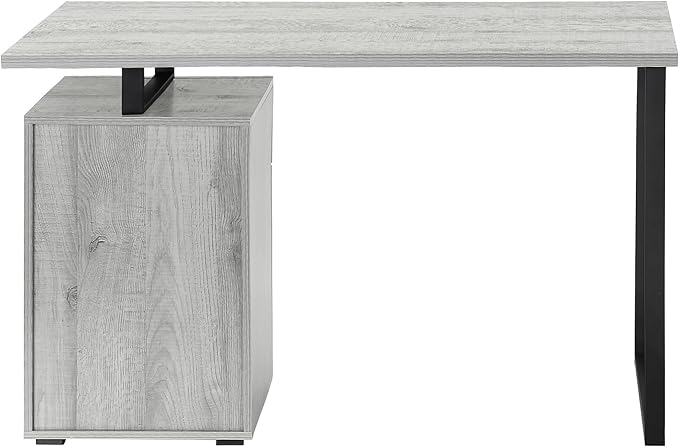 47 Modern Style Small Computer Desk Gaming Table with Storage Drawers Writing Desk with Reversible Setup for Home Office Grey