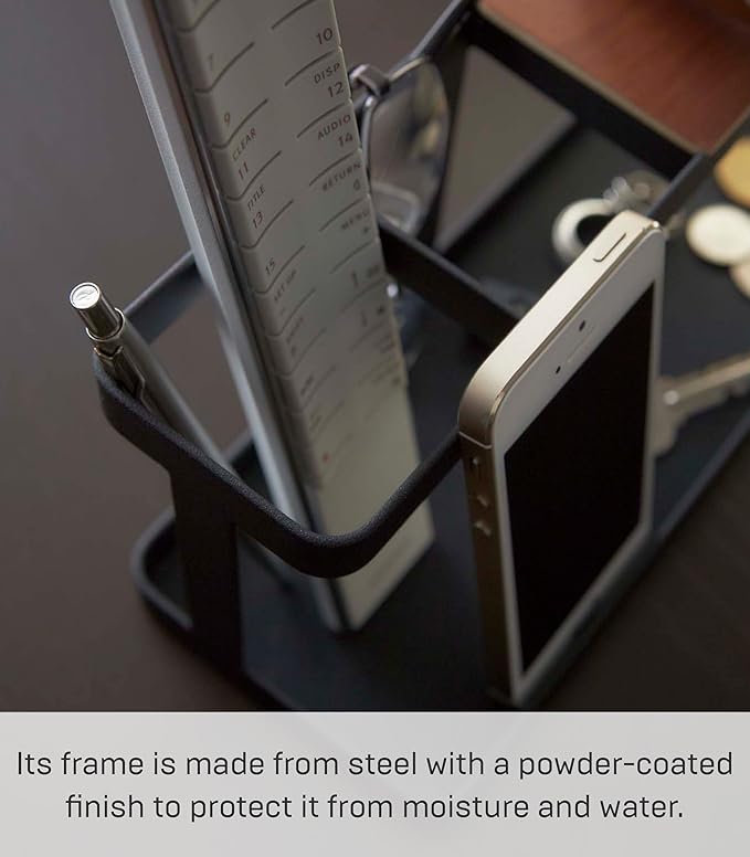 YAMAZAKI Home Tower Desk Bar - Wood &amp Steel Organizer - Steel