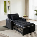 Convertible Sleeper Chair Pull Out Chair Sleeper with Bracket and Cup Holder Chairs Bed Sleepers for Adults 3 in 1 Sofa Bed Chairs for Small Spaces Living Room Black