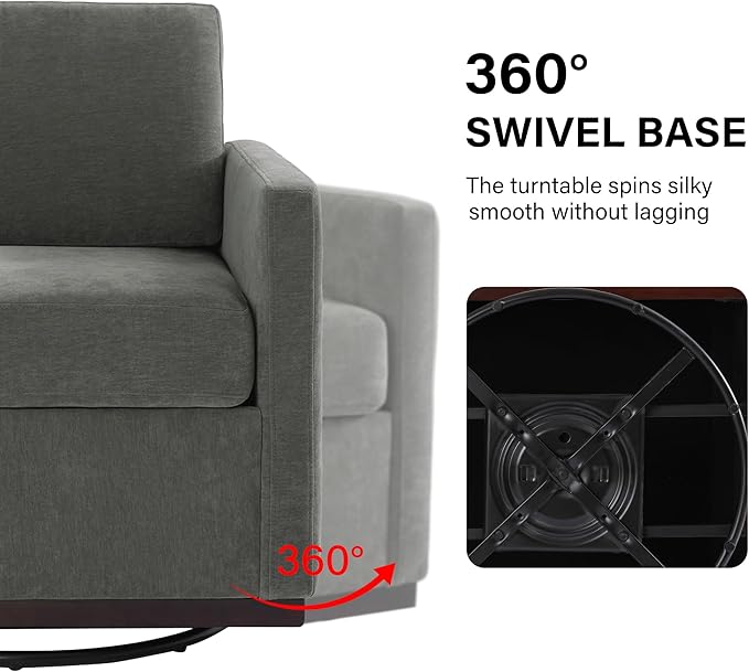 Swivel Barrel Accent Chair Mid Century Modern Arm Chair for Living Room Bedroom Comfy Club Reading Lounge Sofa Corner Chairs for Adults (Chenille Dark Grey Set of 2)