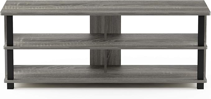 Furinno Sully 3-Tier Stand for TV Up to 48 Inch French Oak Grey/Black