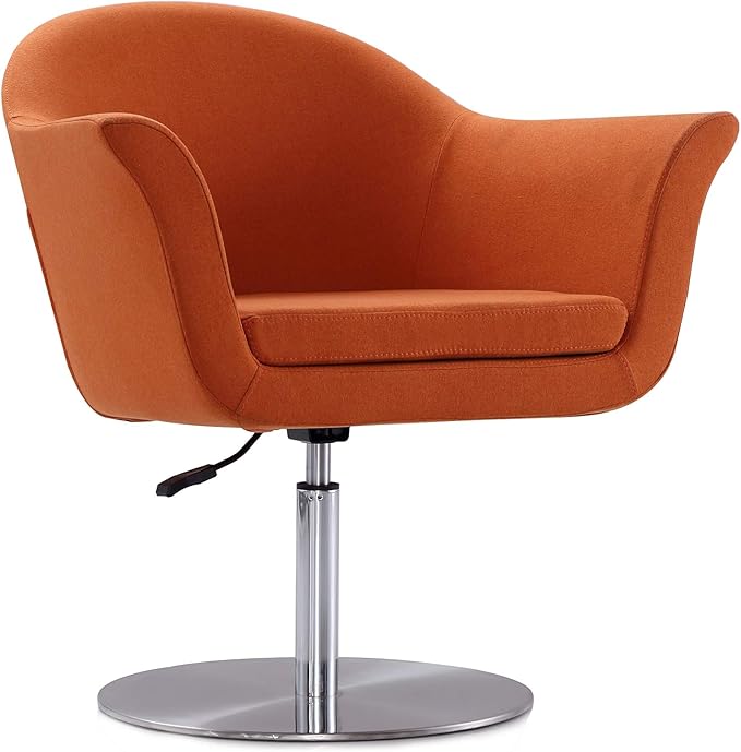 Manhattan Comfort Voyager Adjustable Swivel Accent Chair Set of 2 with 360° Turn Mid-Century Modern Design Woven Upholstery and Removable Cushion Ideal for Living Room or Home Office Orange