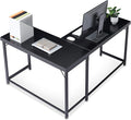 ivinta L Shaped Desk Modern Corner Home Office Computer Desk with 2 Thicker Desktop for Study Work Simple Reversible Worksation with Metal Frame for Bedroom Living Room Novas (Black)