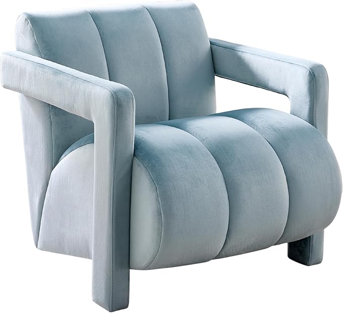 Roundhill Furniture Velmor Contemporary Velvet Accent Armchair Blue