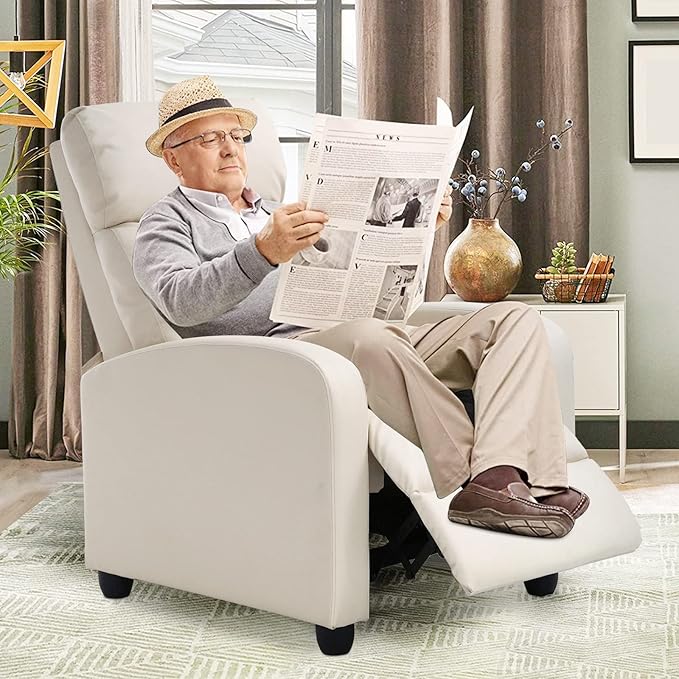 Recliner ChairSingle SofaLiving Room ChairsReading ChairRecliner Chairs for AdultsReclining SofaHome Theater SeatingLash Recliner ChairBeige