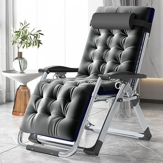 MOPHOTO Comfy Folding Chair for Living Room Foldable Recliner Chair Lounge Chairs with Mattress for Indoor Outdoor Leisure Chair Adjustable Reclining Chairs for Adults