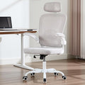 Ergonomic Office Chair with 3D Adjustable Lumbar Support Mesh High Back 75° Rotating Headrest Rocking Function 300lbs Capacity Black/White (White)