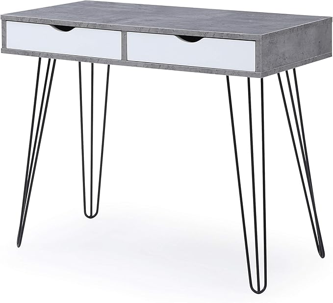 AC Pacific Laurel Small Desk with Drawers for Bedroom Study Home Office or Dorm Stylish Modern Table for Computer or Vanity Use with Marbling Design Gray
