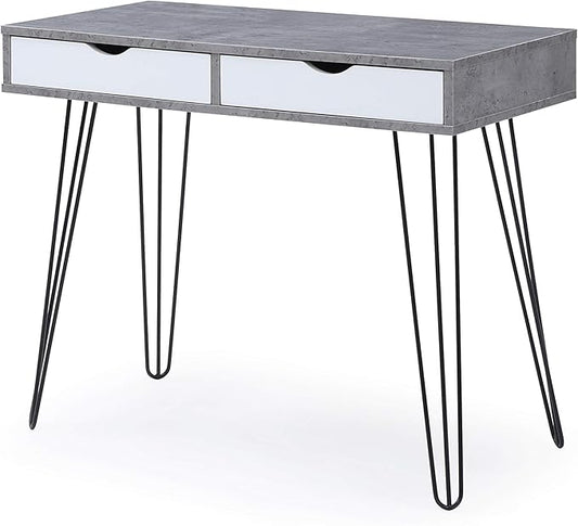 AC Pacific Laurel Small Desk with Drawers for Bedroom Study Home Office or Dorm Stylish Modern Table for Computer or Vanity Use with Marbling Design Gray